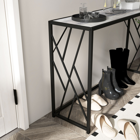 Vintage Sofa Table, Metal Frame Console Table for Hallway Living Room