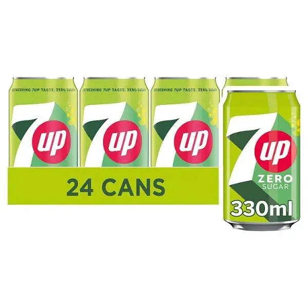 7UP Zero Sugar Free Lemon & Lime Can 330ml (Case of 24)