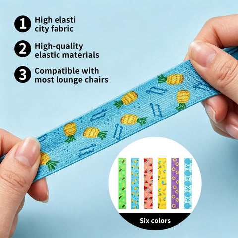 runxsam 6 pcs elastic beach towel bands 40×4.5 cm (6 styles)
