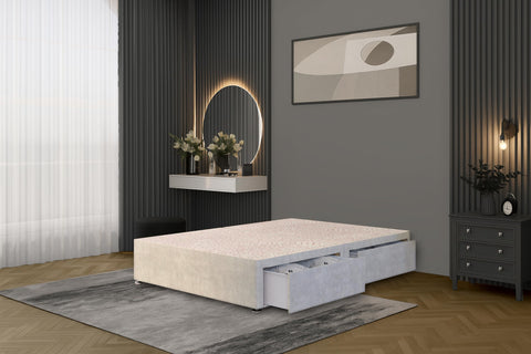 Bed Centre Flexby Divan Bed Base Only with 2 Drawers (Same Side), No Headboard - Available in 3FT, 4FT, 5FT & 6FT