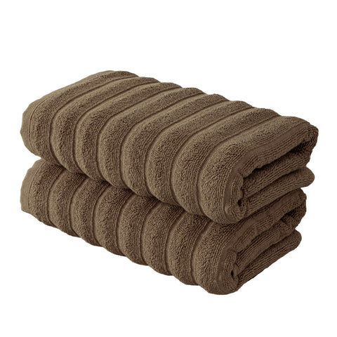 BERIBO Cloud Turkish Towel Set 100% Cotton 620gsm (Truffle Brown, 2 Hand Towels)
