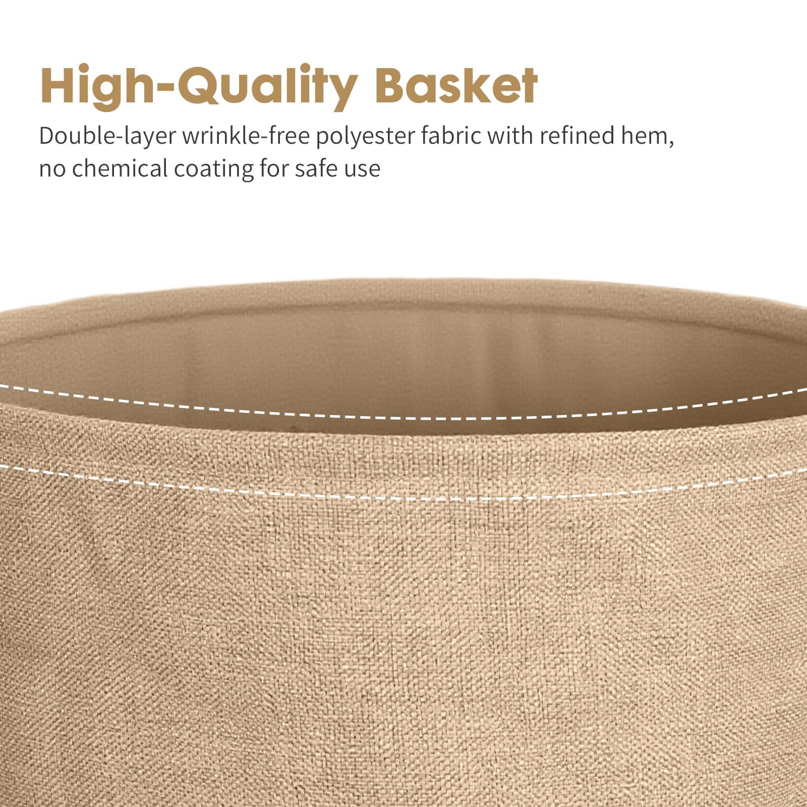 Rinkgarden Round Side Table with Fabric Basket, Modern and Sturdy, Metal End Table for Living Room, Bedroom, Bedside Table, Nursery
