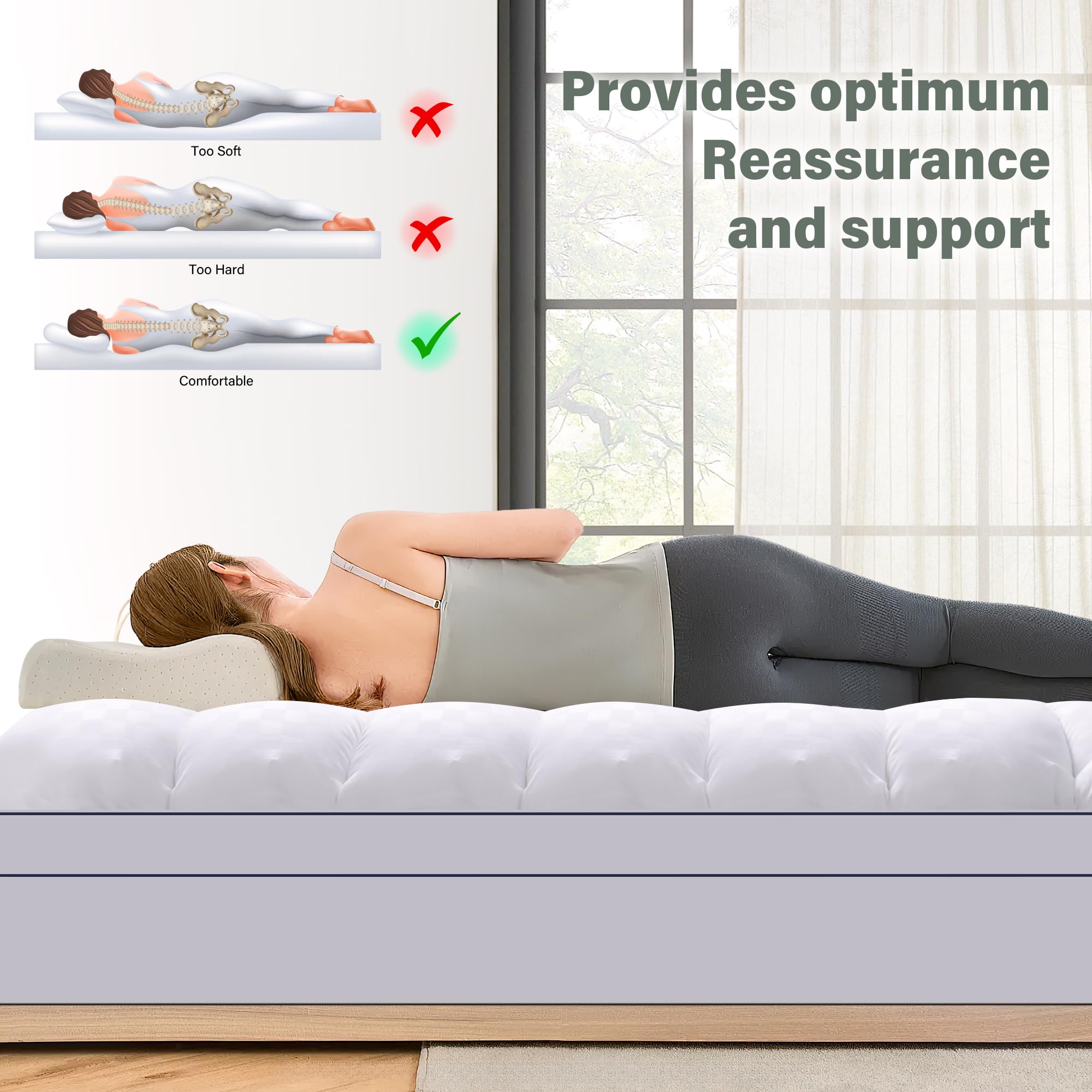 Mattress Topper 140 x 200 cm, 1000 g/m² Ultra Soft Mattress Topper, Microfibre Mattress Protector, Medium Firm, Machine Washable