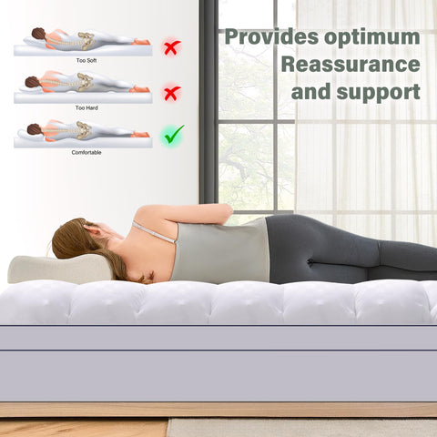 Mattress Topper 140 x 200 cm, 1000 g/m² Ultra Soft Mattress Topper, Microfibre Mattress Protector, Medium Firm, Machine Washable