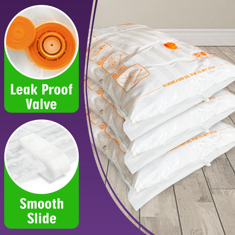STORAGE MASTER Space Saver Bags for Travel and Home Reusable Vacuum Storage Bags Save 80% More Storage Space Work with Vacuum Cleaner