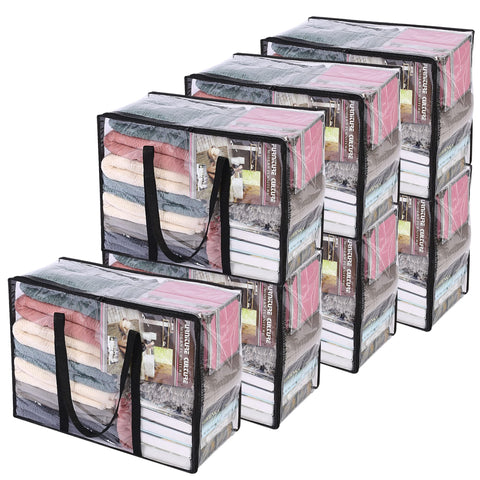 Vieshful 7 Pack Clear Comforter Storage Bag, 40L Clothes Storage Bag with Zipper Closet Organizer