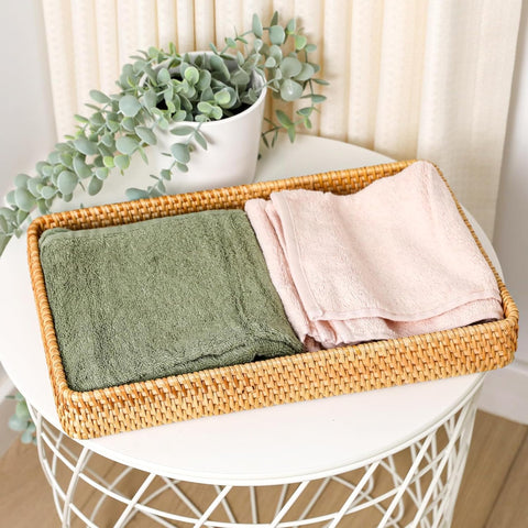 Shallow Rattan Wicker Tray for Keys, Perfume and Decor