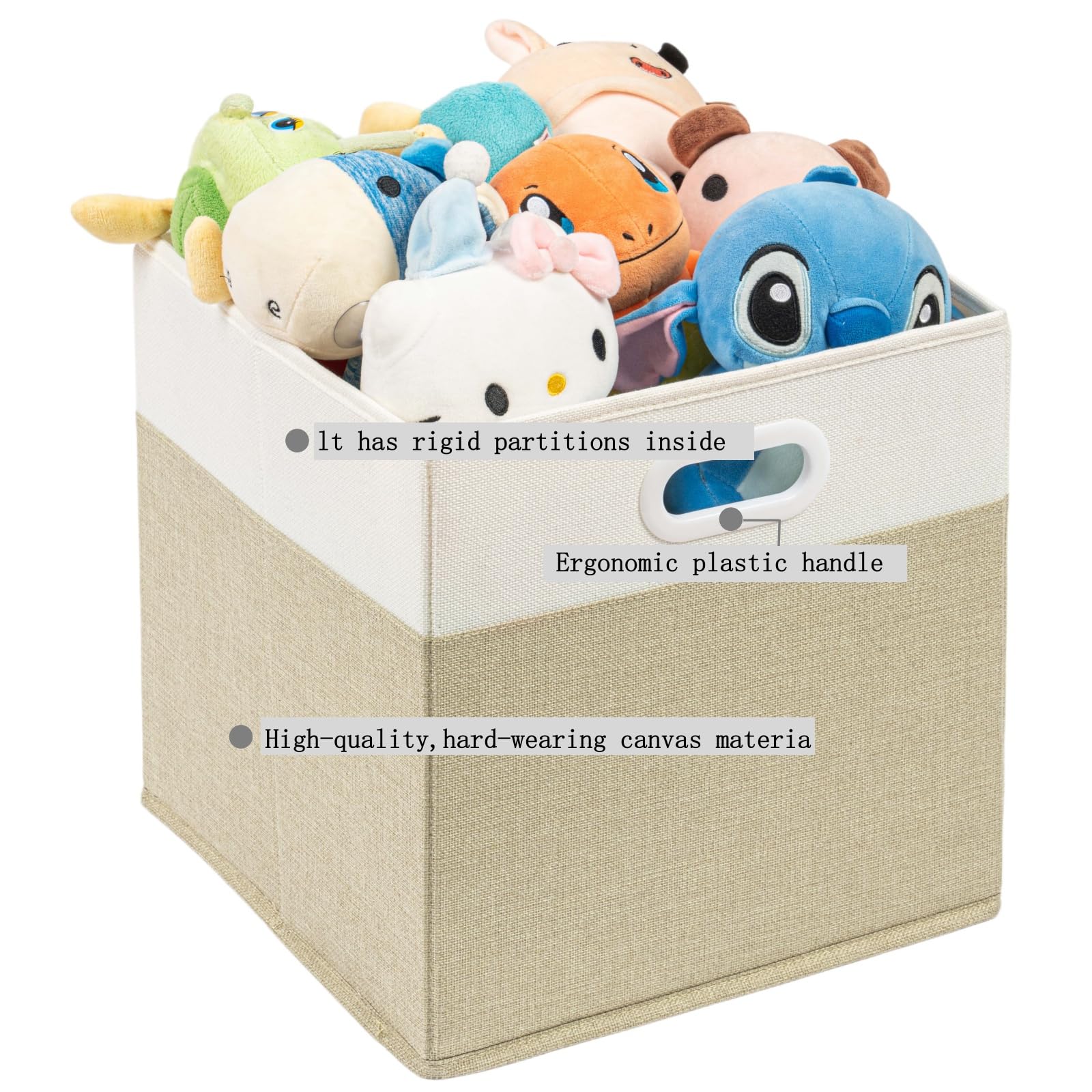 SOCOHOME Fabric Storage Boxes,33x33x33cm Storage Cube, Foldable Storage Baskets for Shelf Nursery Closet(Light Khaki/Cream White, 3 Pack)