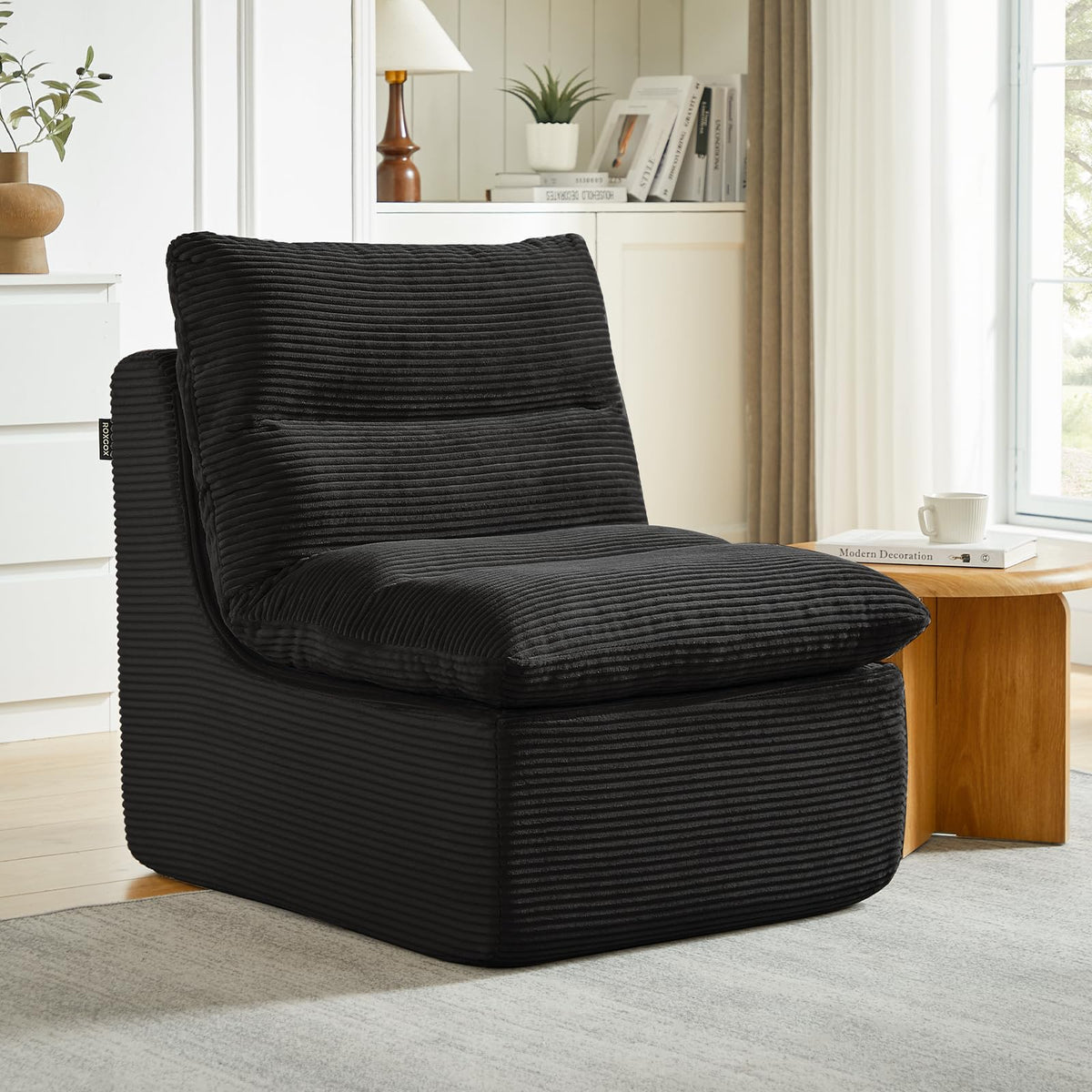 ROXGOX Boneless Chair Small Lounge Chairs for Adults, Memory Foam Single Sofa Bean Bag Chair for Living Room, Bedroom, Gaming Reading