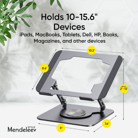 MENDELEEV STYLE Grey Laptop Stand for Desk with 360 Rotating Base Compatible with MacBook Pro/Air Notebook up to 16 Inches Computer Stand for Laptop
