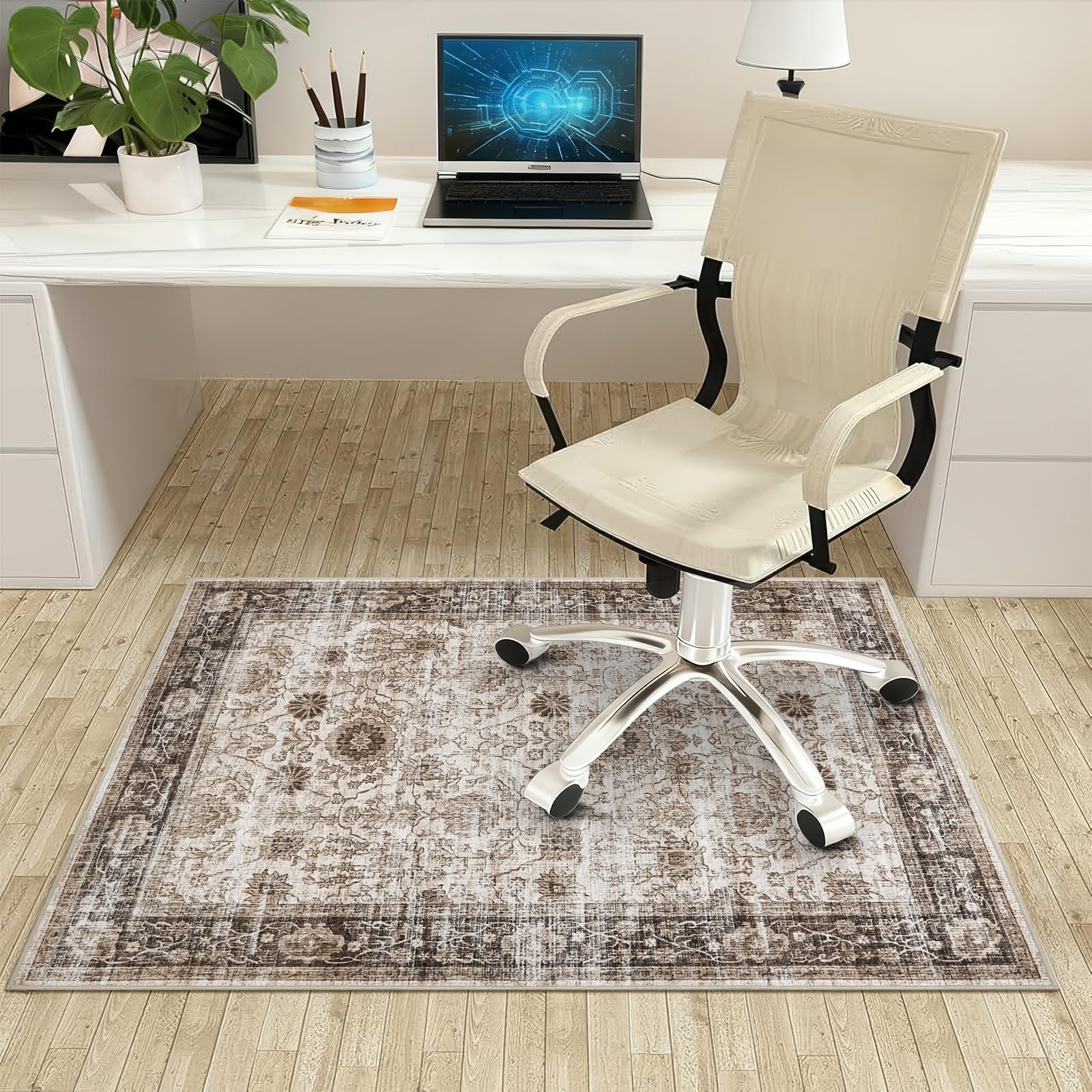 Office Chair Mat for Hardwood Floor, 90x120 cm Anti-Slip Computer Gaming Desk Mat, Multi-Purpose Floor Protector for Home Office Rolling Chair