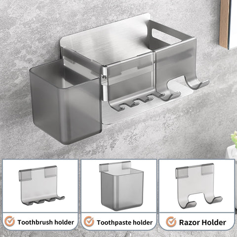 OETAMS Toothbrush Holder Electric No Drilling Toothpaste Holder