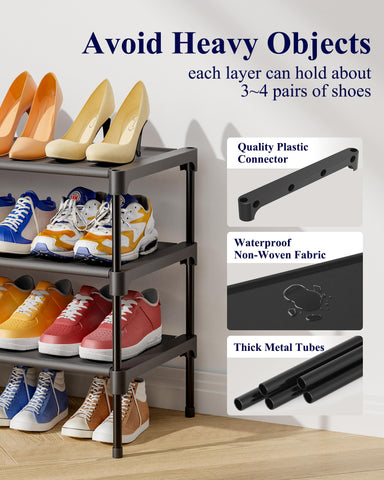 Kitsure Premium Non-Woven Shoe Rack Shelf, 63 x 30 x 39 cm, Black
