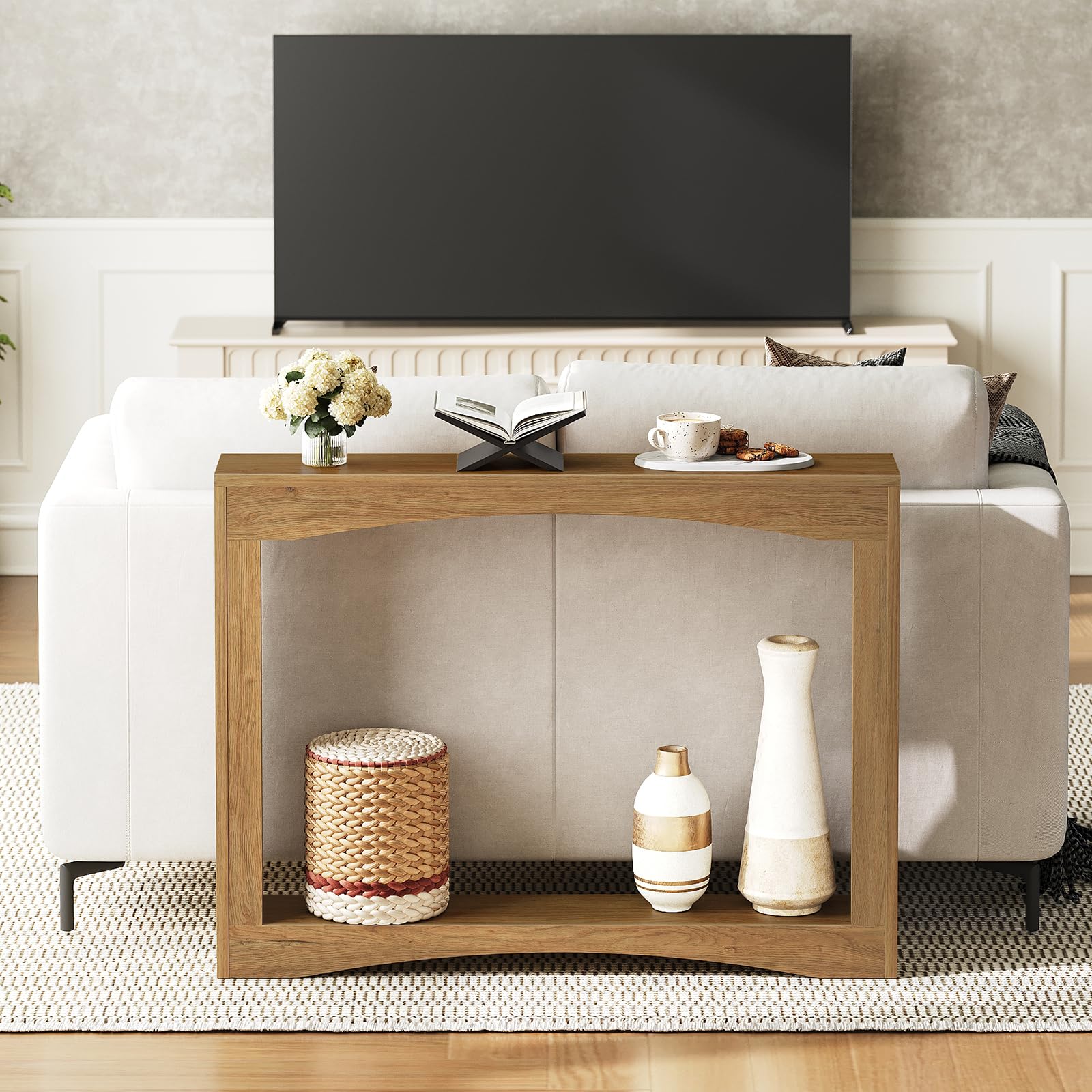 YATINEY Narrow Console Table, 15 cm Thin Entryway Table, Behind Couch Table for Small Spaces, Small Farmhouse Hallway Table, for Living Room, Hallway
