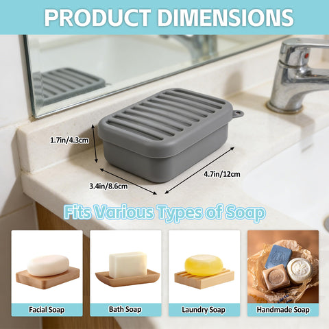 Portable Travel Soap Case, Soap Dish with Lid and Draining Layer