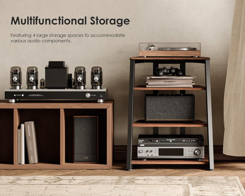 FITUEYES HIFI Stand Record Player Stand, Load Capacity 50KG, Walnut