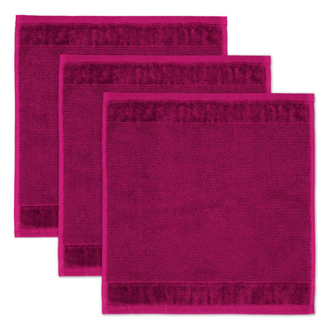 Möve Bamboo Luxe set of 3 soap cloths 30 x 30 cm made of 60% cotton / 40% viscose from bamboo cellulose, berry