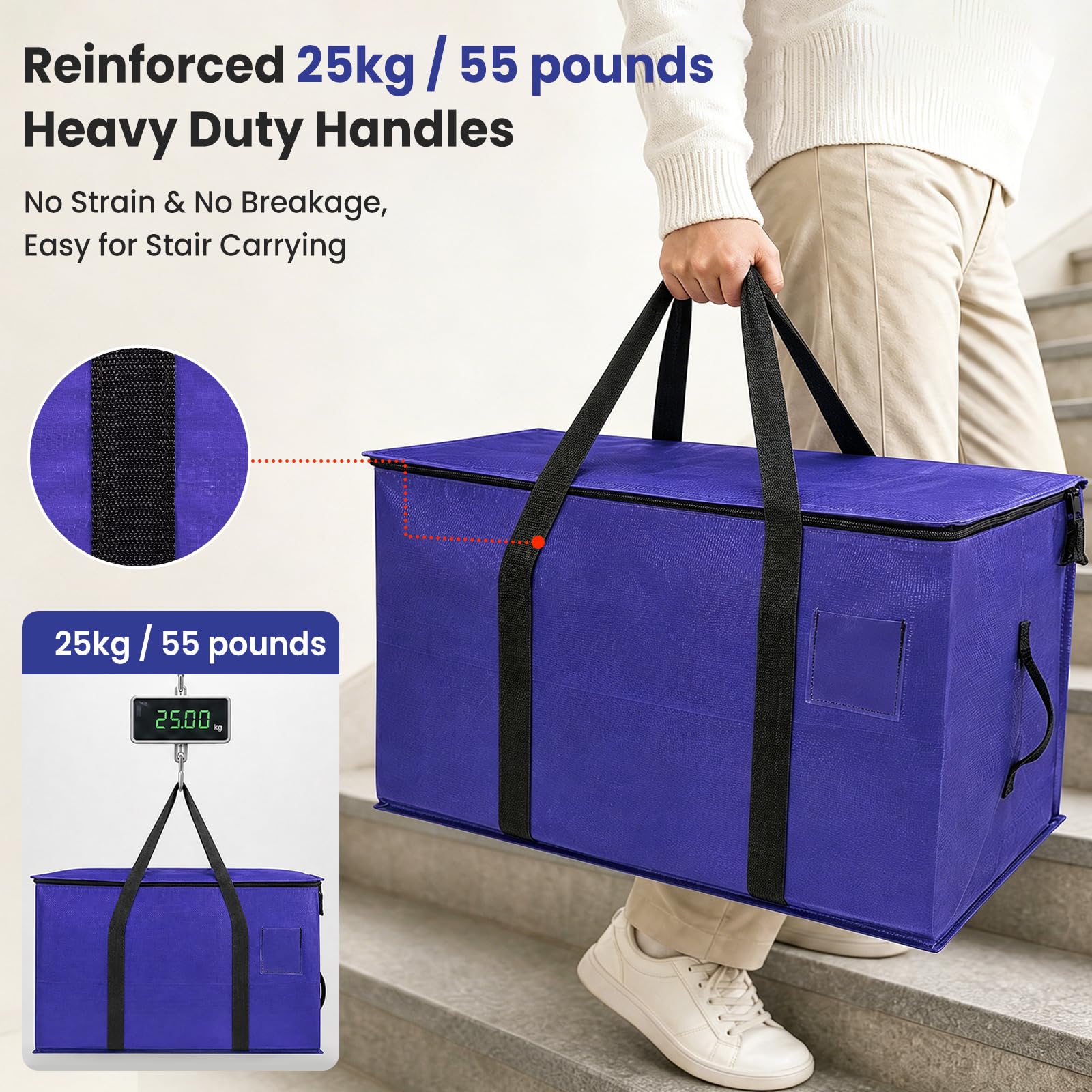 Hode Heavy Duty Moving Bags Extra Large Strong Plastic Storage Bags Zips
