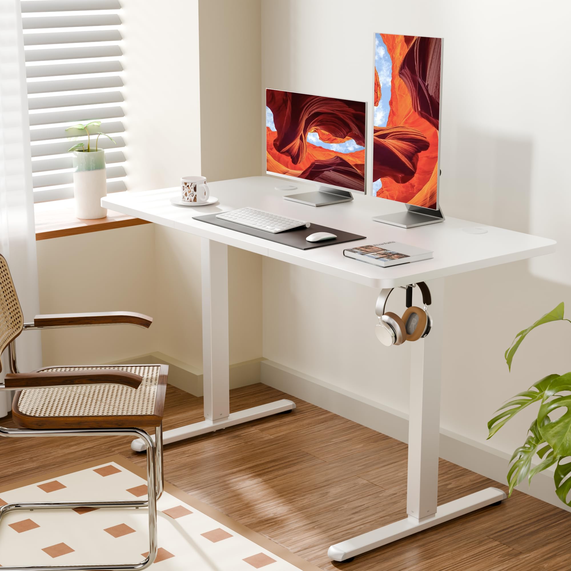 ERGOMAKER Electric Standing Desk 120x60cm, 2 Memory Presets, White
