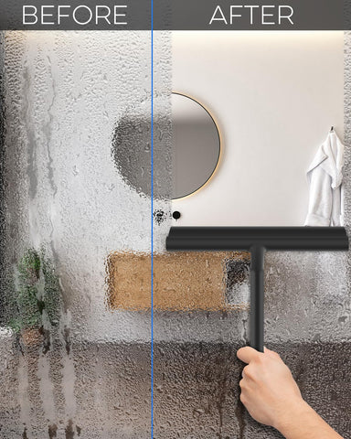 BROTOU Silicone Shower Squeegee with Hook & Lanyard, Window Glass Scraper, Mirror Screen Wiper Blade, Multi Cleaner Tool for Bathroom, Door