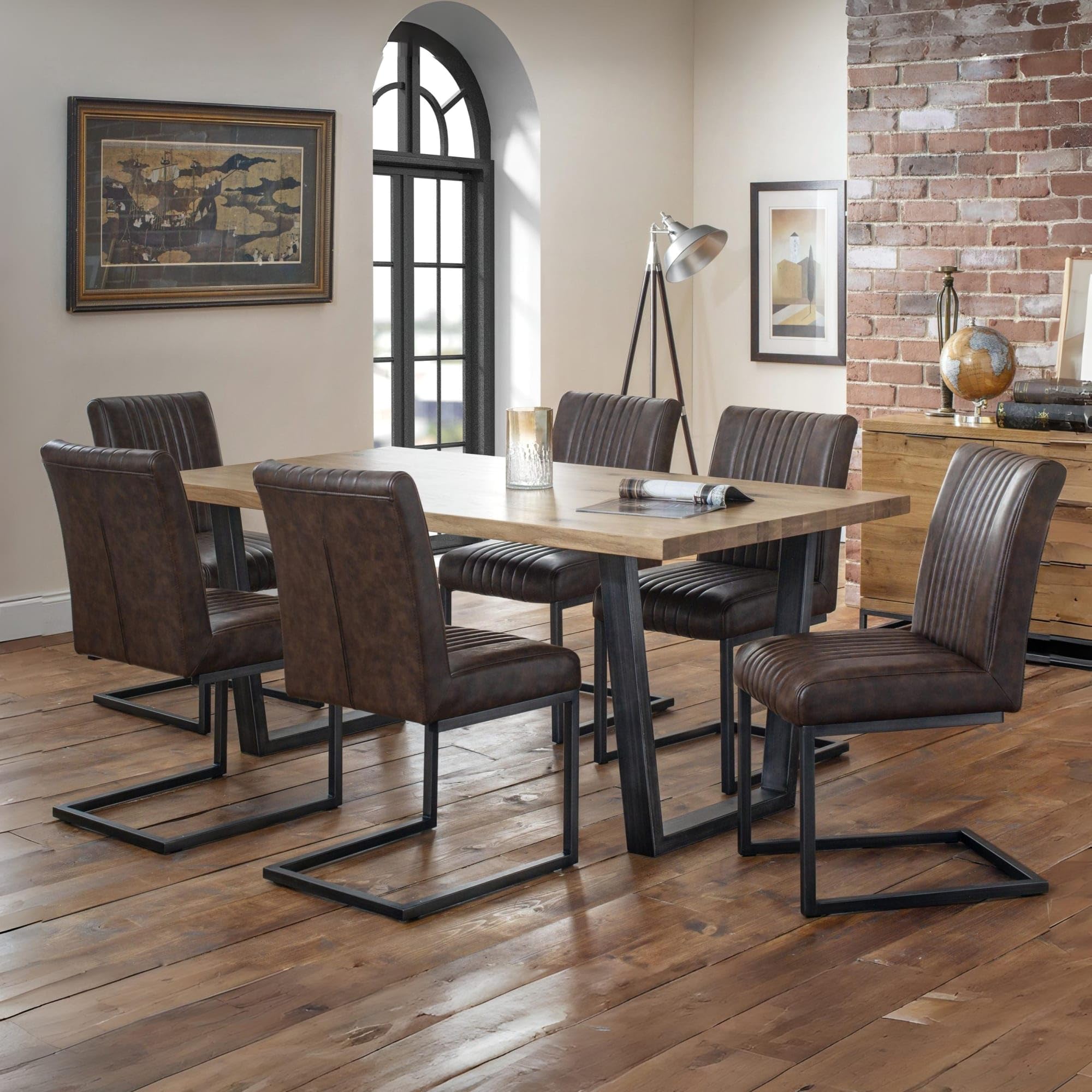 Julian Bowen Brooklyn Dining Chairs, Set of 2, Brown - H88.5 x W47 x D65cm