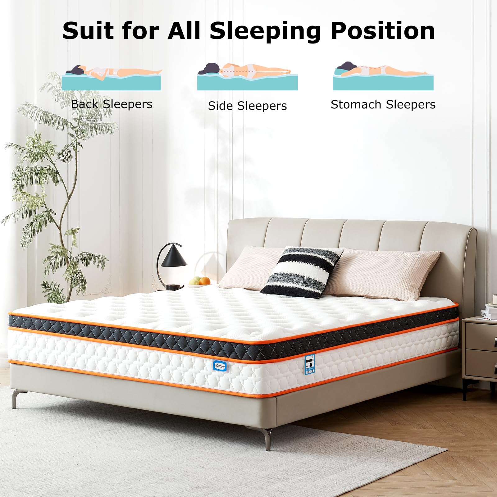 Double Mattresses 4FT6, Gel Memory Foam & Individually Pocket Sprungs Hybrid Medium Firm Double Mattress, Cooling Double Bed Mattress, Orthopedic