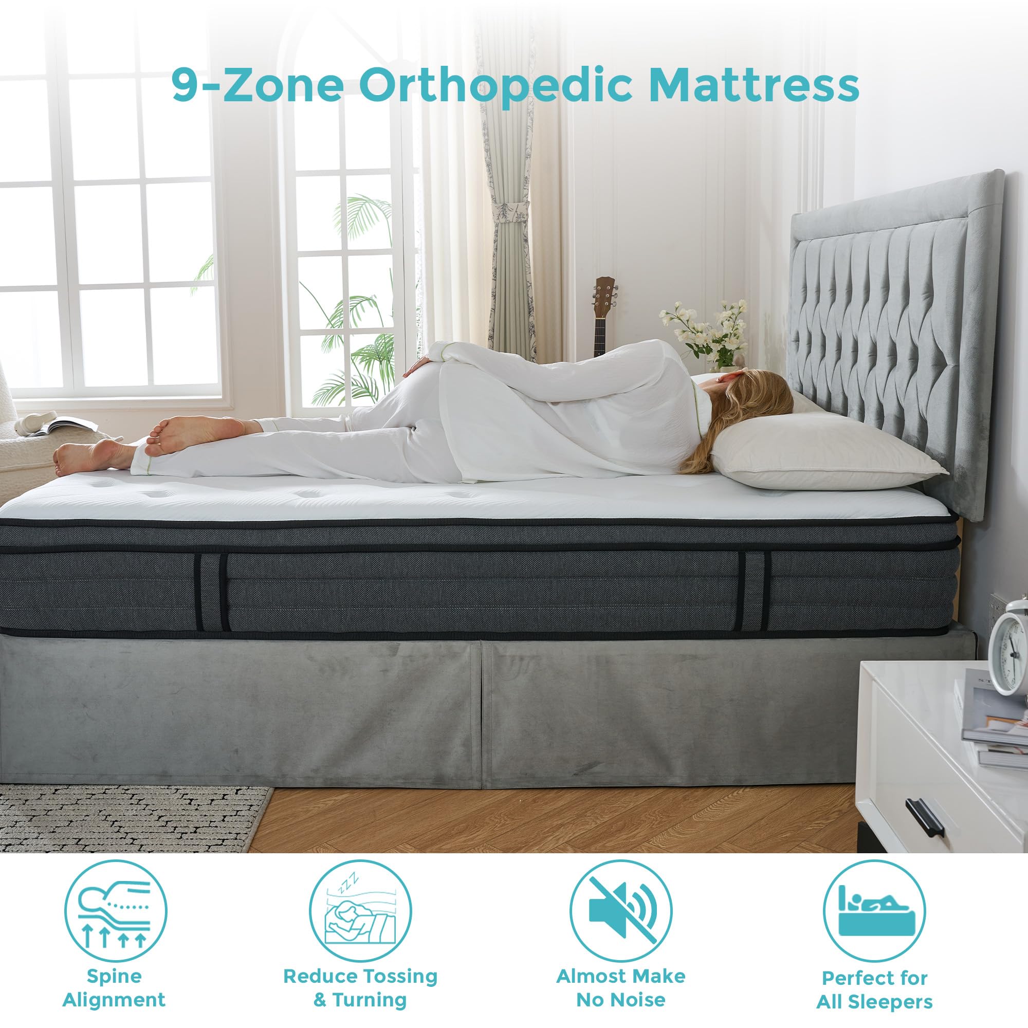 SANA SLEEP 4FT Small Double Mattress,9 Zone Orthopedic Small Double Mattress, Comfortable Home Pocket Spring Mattress