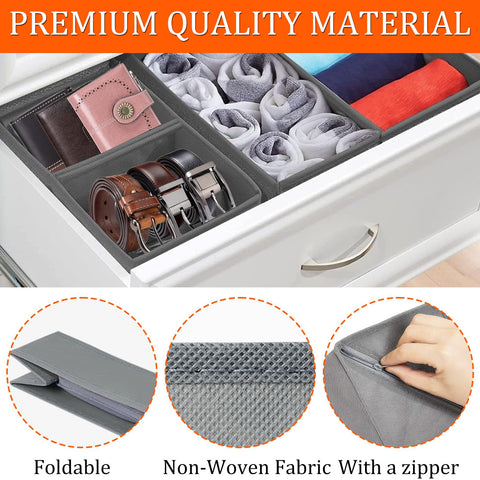 X-YSUNEAS Collapsible Fabric Storage Organizer Bins, 2 Size Foldable Closet Drawer Storage Boxes, 28×14×12cm & 14.5×14.5×12cm