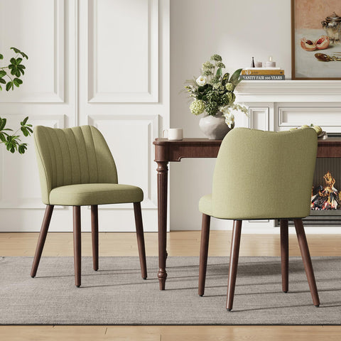 MALOL Upholstered Dining Chairs Set of 2, Fabric Chairs for Dining Room with Solid Wood Legs and Thick Seat Cushion