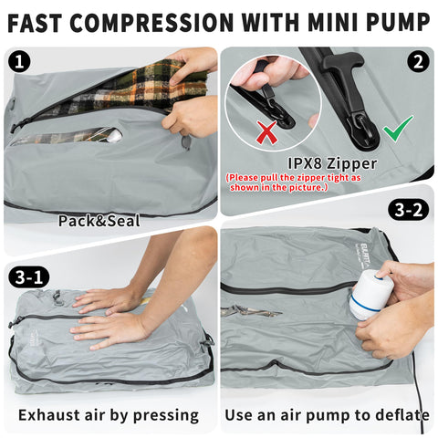 EULANT Vacuum Storage Bags for Travel, Reusable Vacuum Zipper Sealer Bag for Clothes