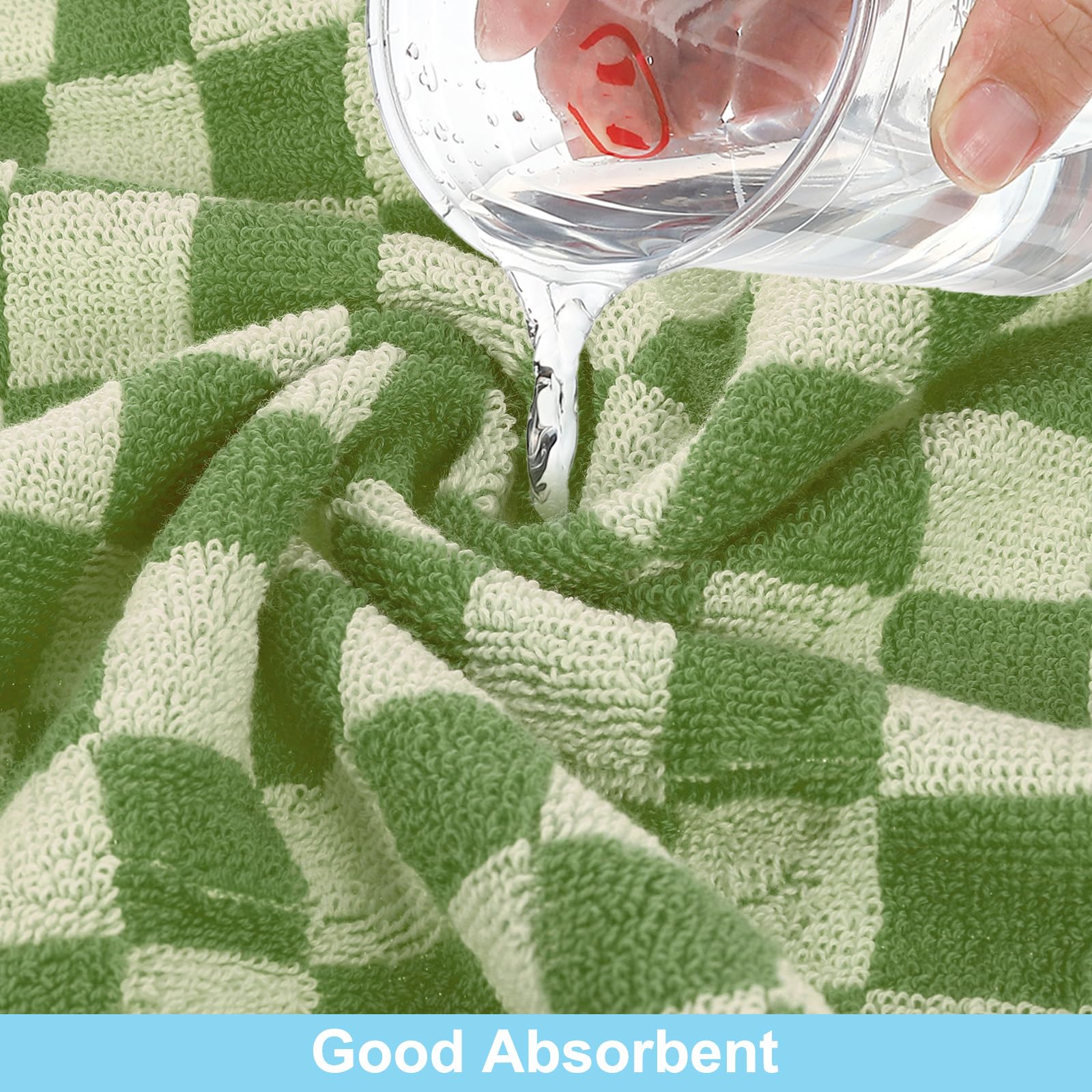 sourcing map 4 Pcs Bathroom Hand Towels Green Soft Absorbent Face Towels Cotton Wash Cloths 13 x 29 Inch Kitchen Hand Towels for Bathroom Gym Drying