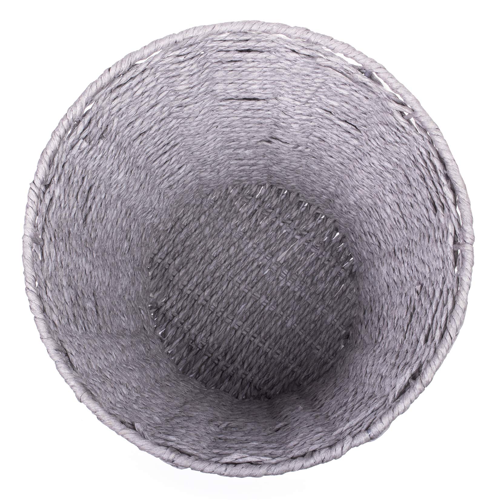 woodluv Round Waste Paper Basket Bin - Rubbish Bin for Bedroom, Bathroom, Offices or Home - Grey