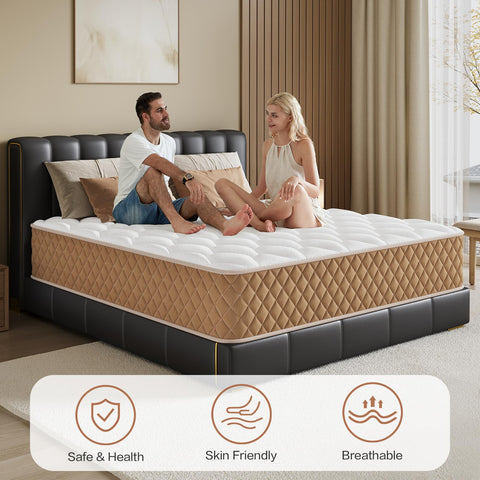 Niqooia Single Mattress 3FT, 10 inch Single Bed Mattress, Memory Foam, 7-Zone Pocket Sprung, Medium Firm Mattresses, Soft Fabric, Motion Isolated