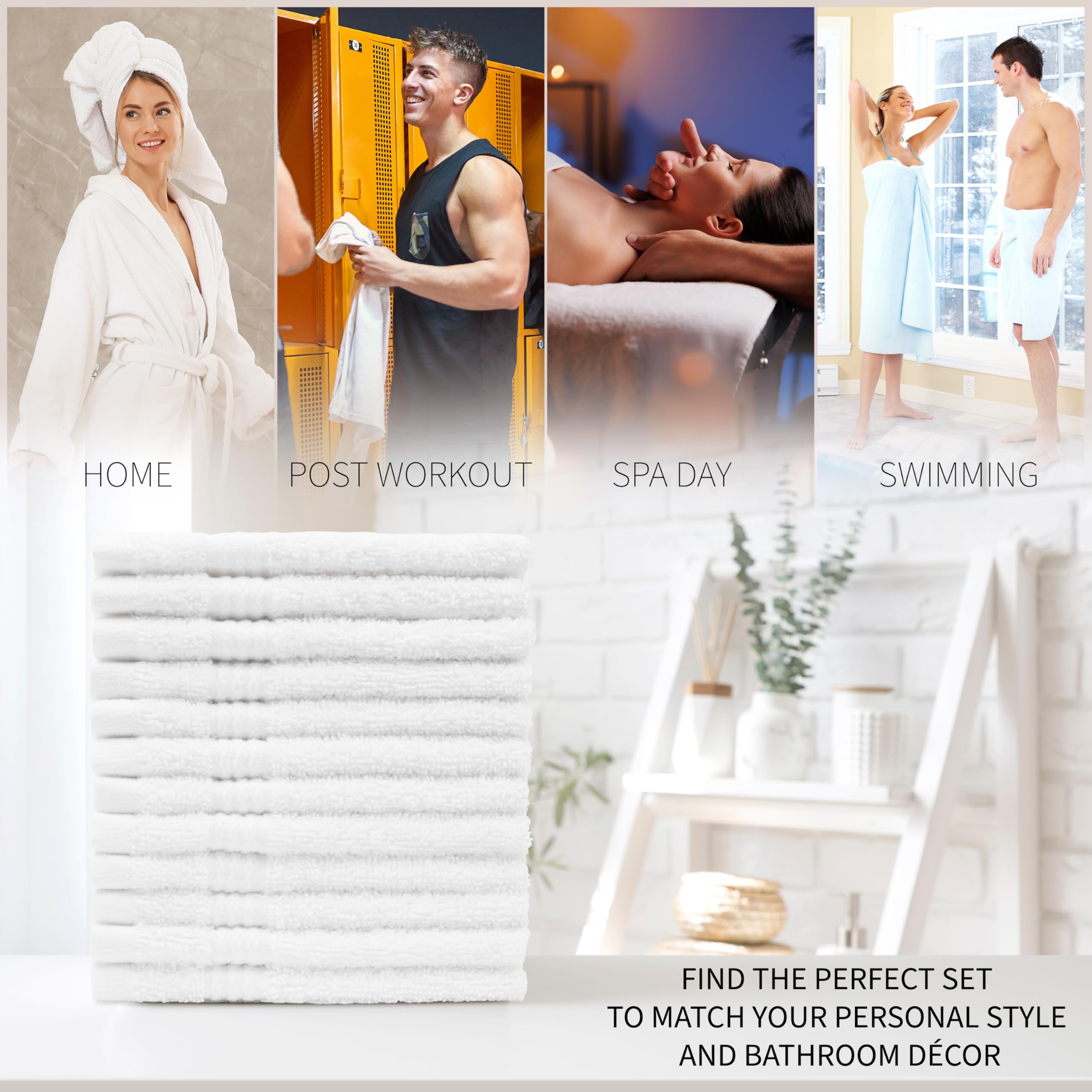 CityComfort Flannels Pack of 12 Face Towels 100% Cotton 550 GSM 30x30cm Highly Absorbent Soft Wash Cloth Household Essentials (White - 12 Pack)