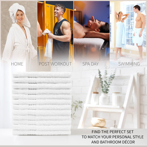 CityComfort Flannels Pack of 12 Face Towels 100% Cotton 550 GSM 30x30cm Highly Absorbent Soft Wash Cloth Household Essentials (White - 12 Pack)