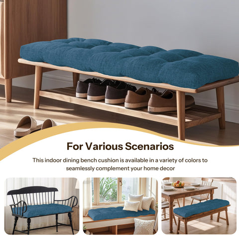 FlyGulls Indoor Bench Cushion for Indoor Furniture 106x40cm Light Navy