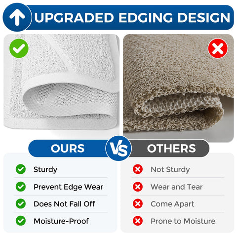 XIYUNTE Square Shower Mat Non Slip Anti Mould, Bath Mat with Heat-Pressed Edging 60x60cm, INCL. Hooks for Drying