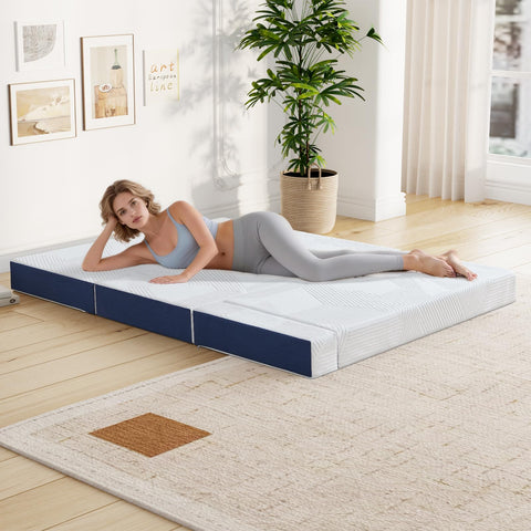 Hiimgo Folding Mattress,King Memory Foam Trifold Mattress,150x200x10cm