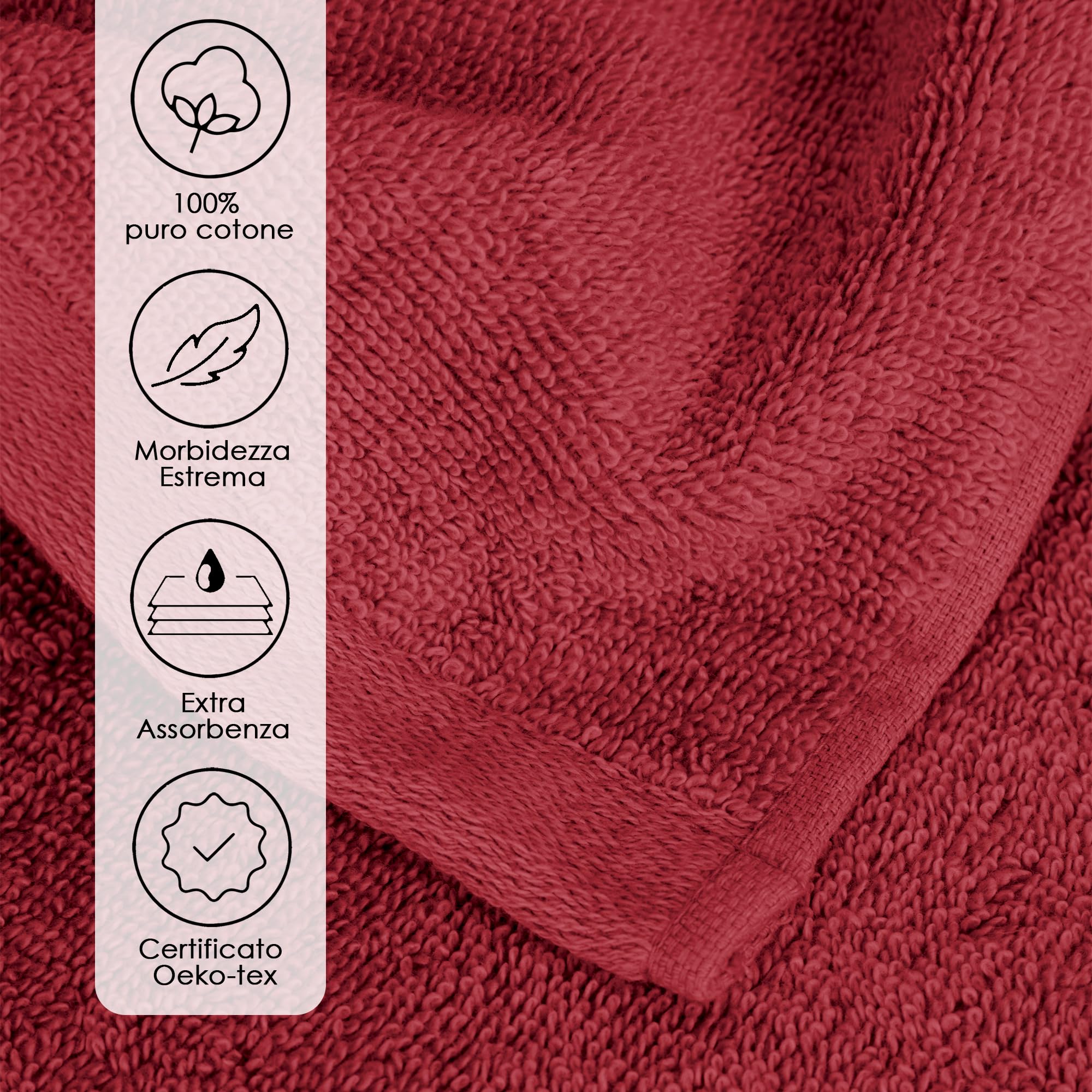 Ruggeri, Set 2 Bath Towels 70x140 cm, Cotton, Red