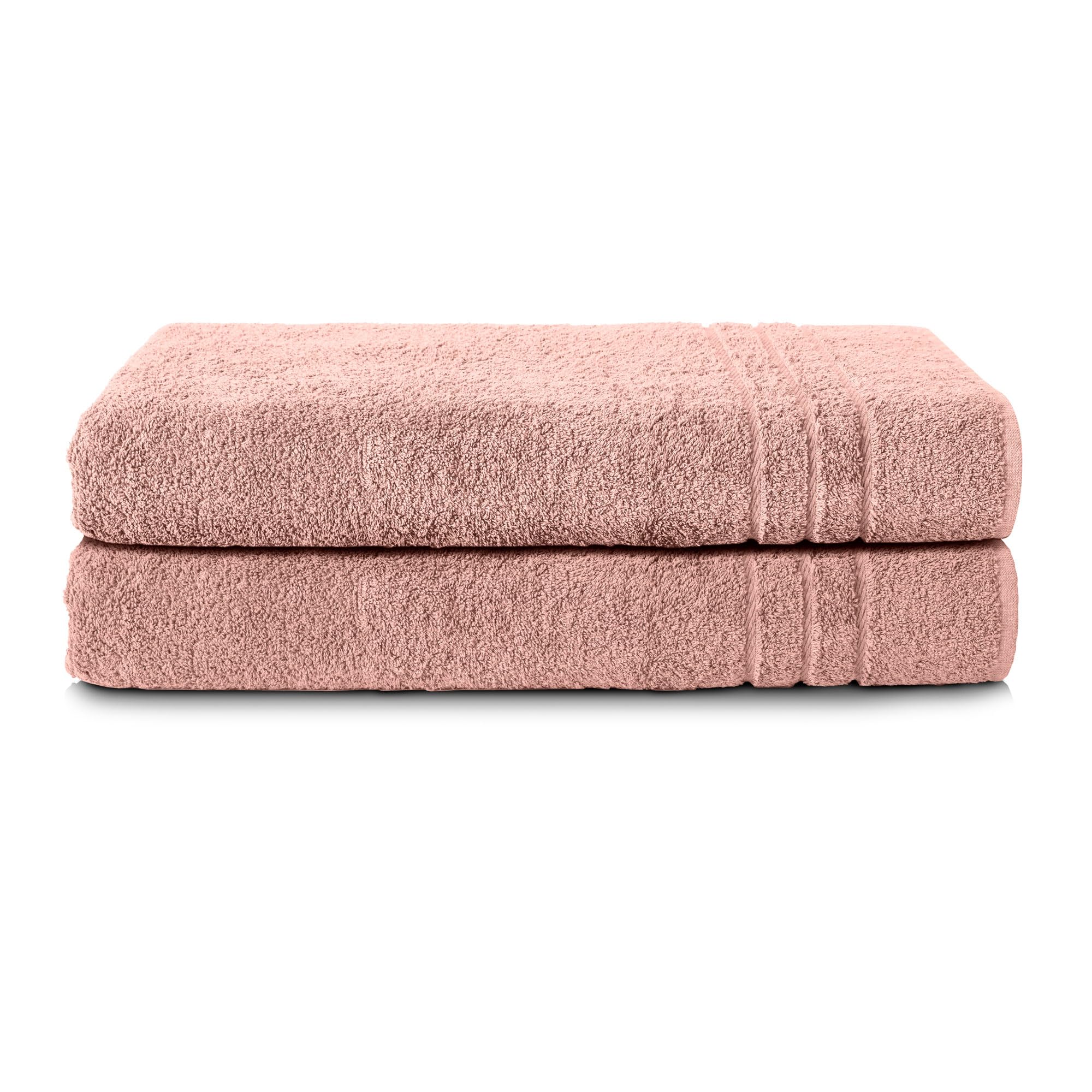 Komfortec Set of 2 Sauna Towels - 70 x 200 cm - 100% Cotton - XXL - Soft, Large Terry Towel, Quick Dry, Pink