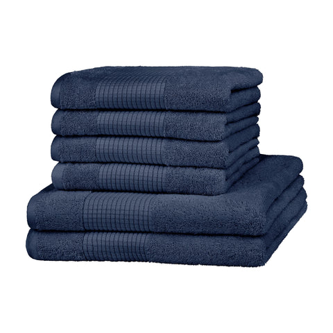 Merana Hand Towel Set Absorbent, Soft and Lint Terry Guest Towel Quality Heavy Organic Cotton 590 GSM, Pacific Blue, 6er Sparset | 4x Handtuch