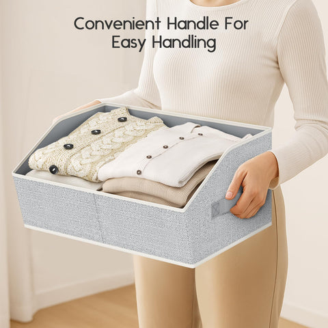 Homsorout Fabric Storage Boxes Cube - Large Wardrobe Storage Organiser with Handles, Foldable Opening Bins for Shelves, Bedroom Organising Clothes