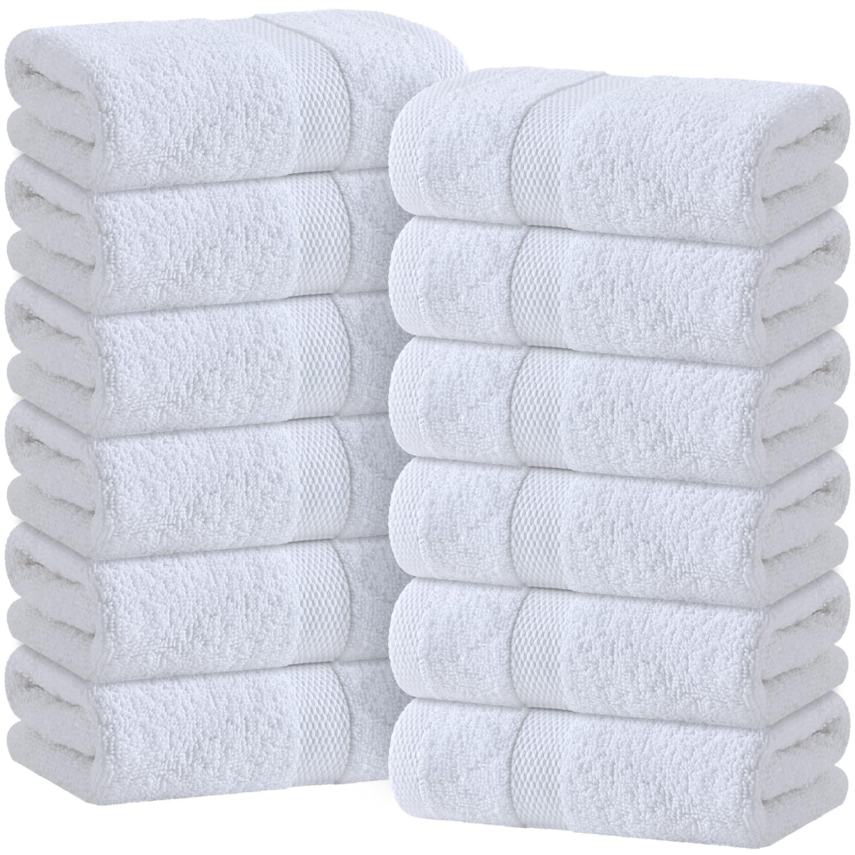 White Classic | 12 Pack 40x68 cm | Wealuxe White Hand Towels for Bathroom, Cotton Hand Towel Bulk for Home Kitchen, Gym and Spa