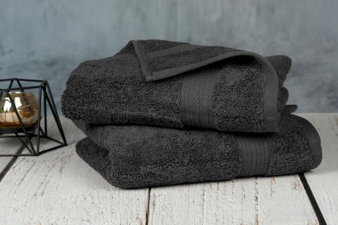 Ample Decor Hand Towel Set of 2 – 46 x 72 cm, 400 GSM, 100% Cotton – Quick-Drying, Super Absorbent – Ideal for Bathroom, Gym, Spa – Grey