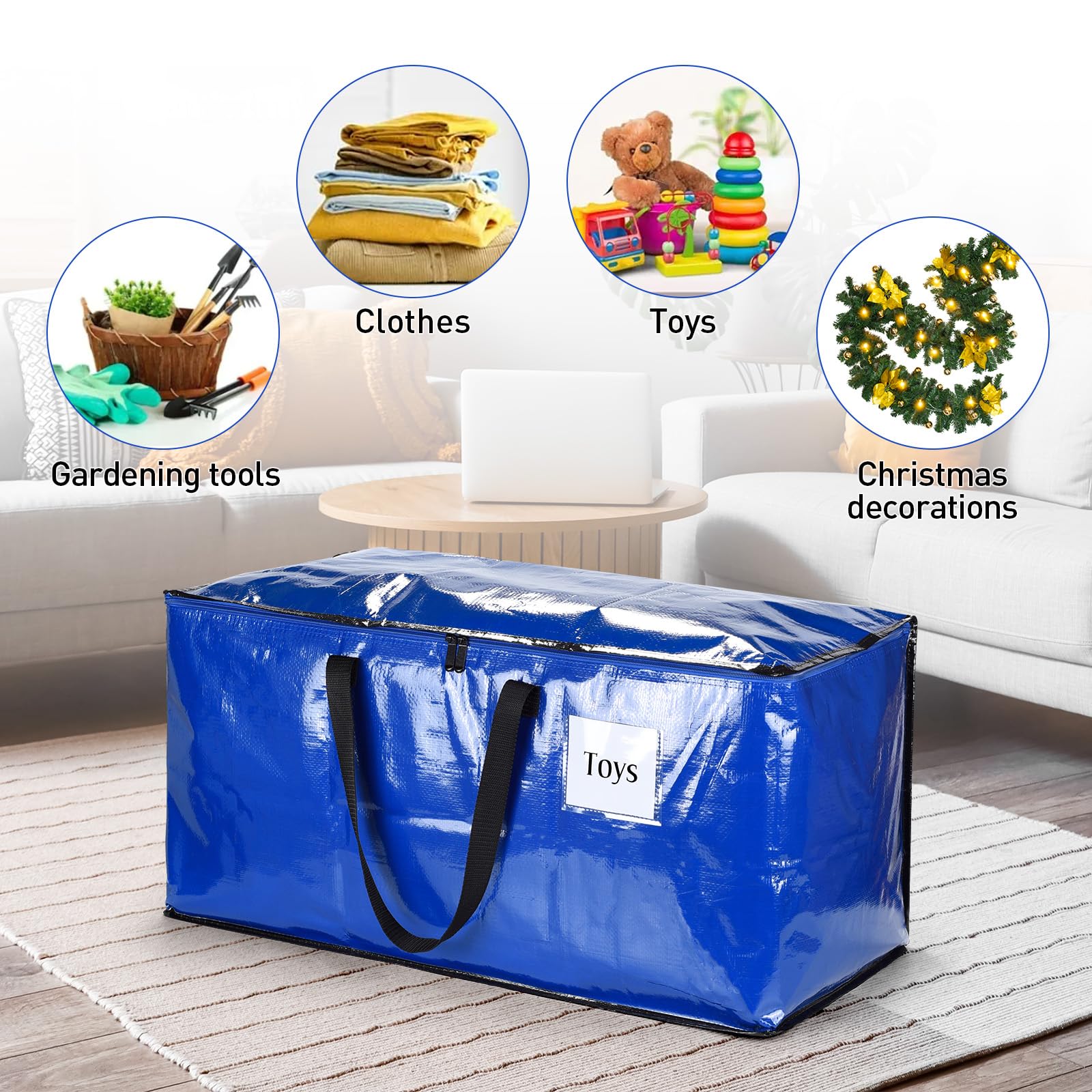 iespell Pack of 4 Extra Large Heavy Duty Storage Boxes with Lids, Large Strong Moving Boxes, Moving Bags, Vacuum Storage Bags