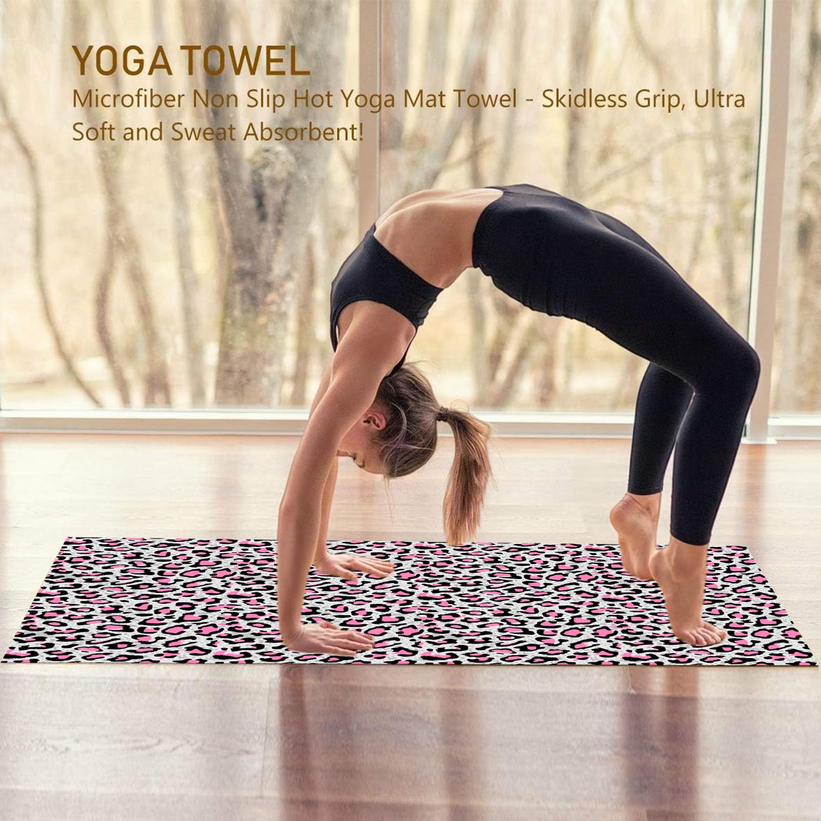 Large Quick Dry Microfibre Beach Bath Towel for Adult,Double Sides Pink Spots Leopard Sand Free Beach Towel with Bag,Lightweight Gym Yoga Sports