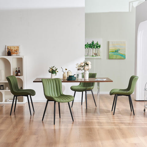 YOUNIKE Dining Chairs Set of 2 Modern Kitchen Dining Room Chairs with Metal Legs, Armless Upholstered Faux Leather Accent Chairs with Backrest