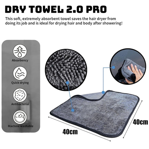 Yeria Shiny Bath XXL Drying Cloth, Fast Dry Microfibre Cloths, Premium Wipes for Shower Cubicle, Car, Household, Camping (3, 40 x 40 cm)