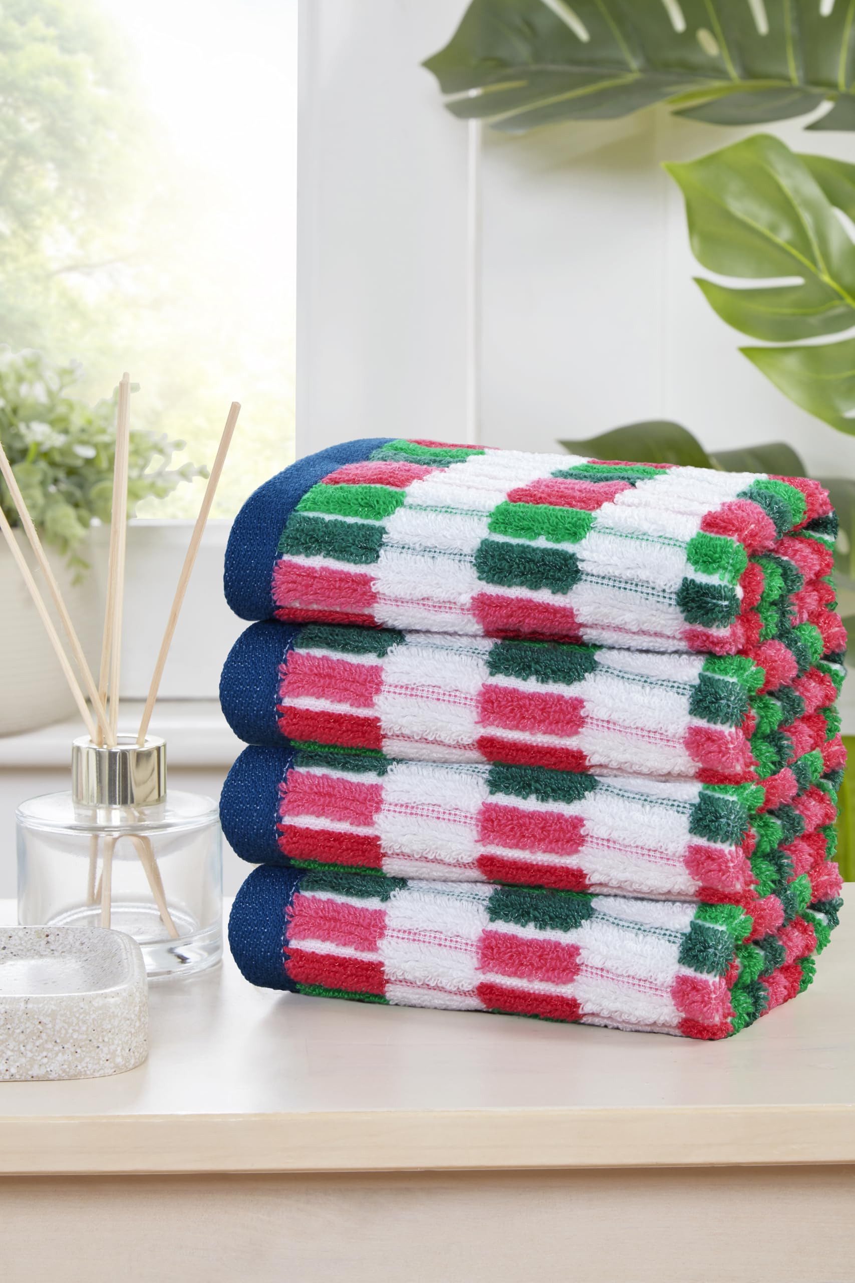 Rapport Home Santa Cruz Face Towels 2 Pack | Multi | 30x30cm | Luxurious 500GSM 100% Cotton | Oeko-Tex Certified Soft & Absorbent Face Cloths