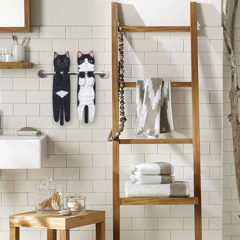 Funny Cat Hand Towels for Bathroom Kitchen, Hanging Decor Gifts for Women